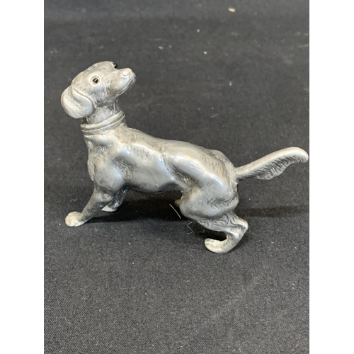 500 - Victorian white Metal Pepperette of a Dog with detachable head