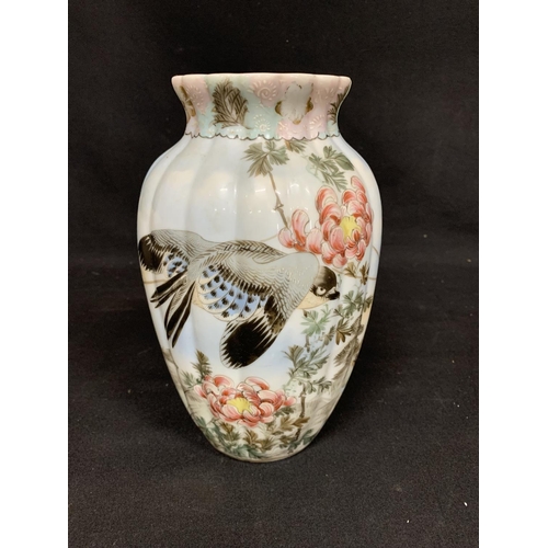 515 - 19th c H/P 6 Character  oriental vase, 25cms tall