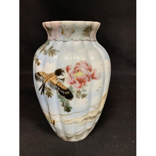 515 - 19th c H/P 6 Character  oriental vase, 25cms tall