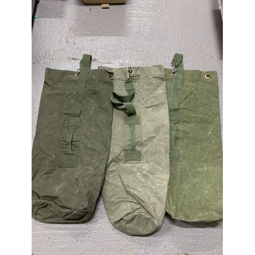 525 - 3 British Army kitbags showing Broad Arrow Marks etc