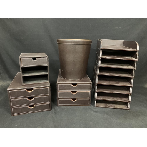 600 - Faux leather filing trays and office drawers