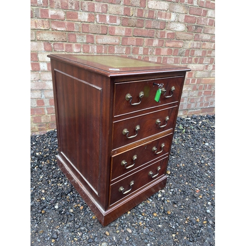 66 - A reproduction mahogany two drawer filing cabinet with keys 50x 60x75