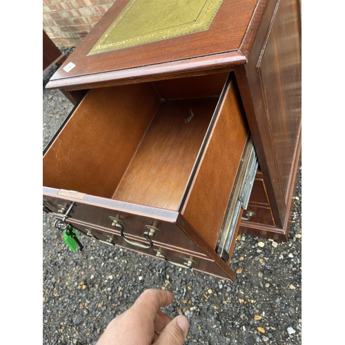 66 - A reproduction mahogany two drawer filing cabinet with keys 50x 60x75