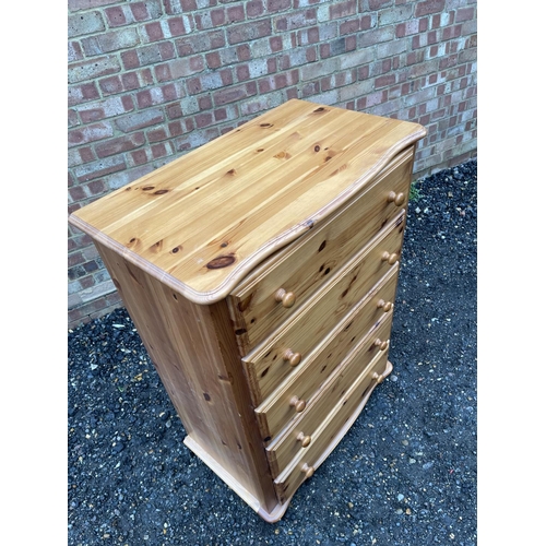 69 - A solid pine chest of five drawers 80x48x112