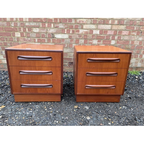 75 - A pair of g plan fresco three drawer bedside chests