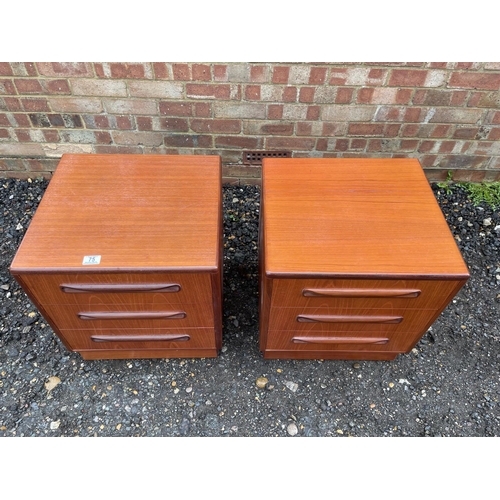 75 - A pair of g plan fresco three drawer bedside chests