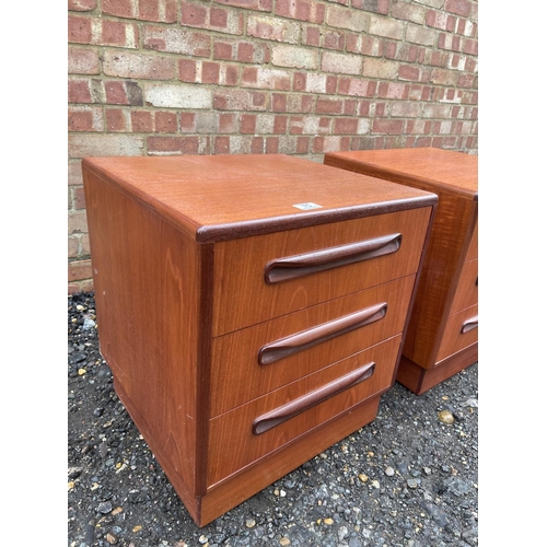 75 - A pair of g plan fresco three drawer bedside chests