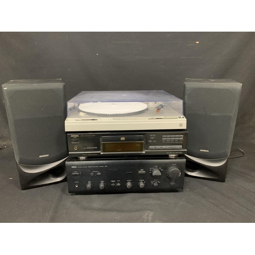 753 - Yamaha Amplier AX550, Aiwa CD Player XC-300, Technics Turntable SL-B02 plus  pair of Kenwood speaker... 