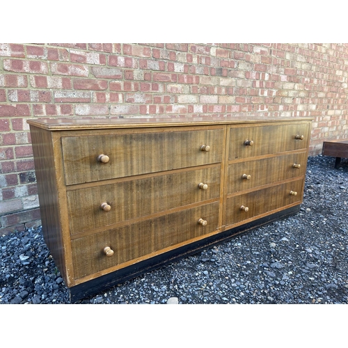 8 - A mid century teak chest of six drawers 156 x48x65