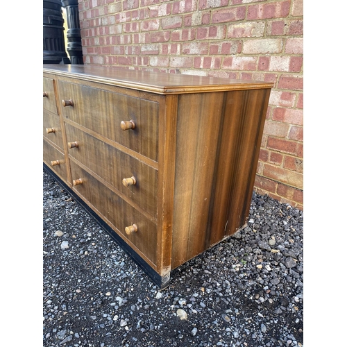 8 - A mid century teak chest of six drawers 156 x48x65