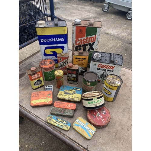 852 - Vintage garage related oil cans and tins (for decoration only)