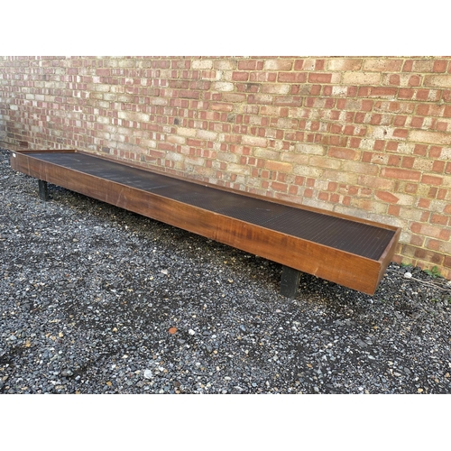 9 - A mid century teak day bed / window seat frame 287x60x33