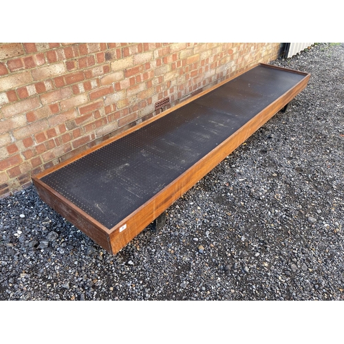 9 - A mid century teak day bed / window seat frame 287x60x33