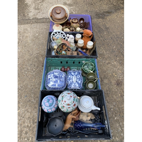 954 - Four trays of decorative china and pottery