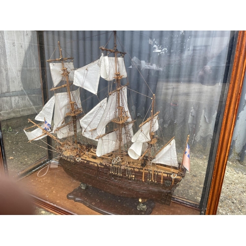 283 - A hand built model of a ship in Perspex illuminating  case 95x33x87