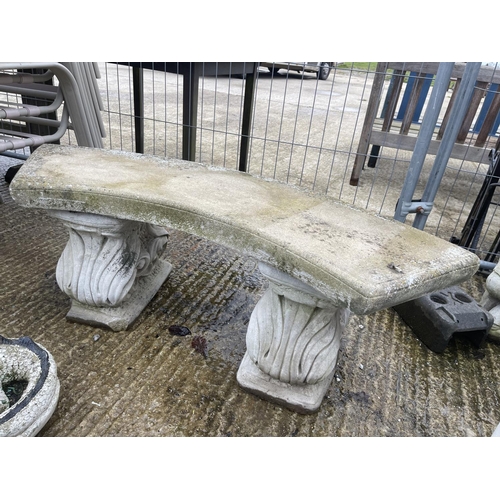 287 - A curved concrete garden bench