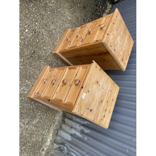 1 - A pair of solid country pine four drawer bedsides