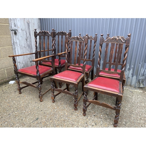 100 - A set of six oak dining dining chairs (inc. 2 carvers)