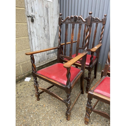 100 - A set of six oak dining dining chairs (inc. 2 carvers)