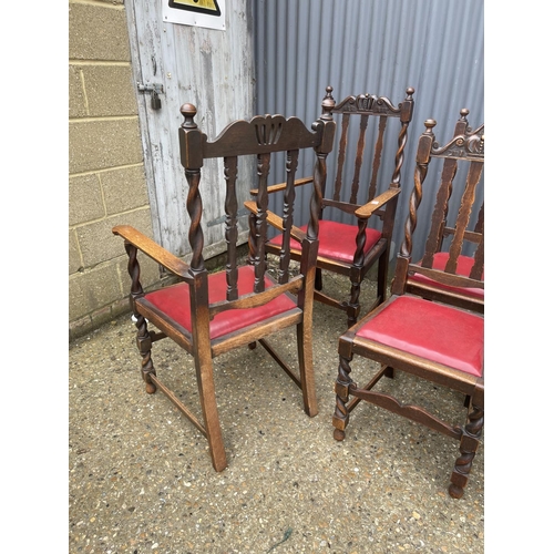 100 - A set of six oak dining dining chairs (inc. 2 carvers)