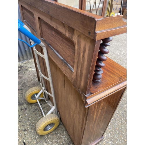 149 - A Victorian mahogany three door chiffonier with gallery back 124cm wide