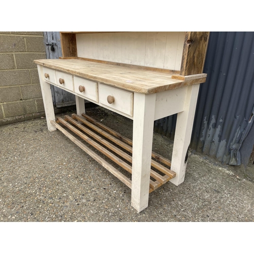 154 - A large painted pine dresser with four drawers 200x47x200