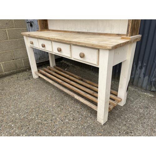 154 - A large painted pine dresser with four drawers 200x47x200