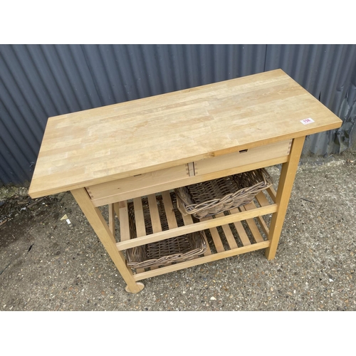 156 - Modern beechwood kitchen trolley 100x 44x 90