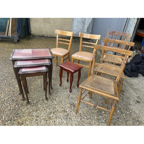 16 - Five assorted chairs, nest of tables and occasional table