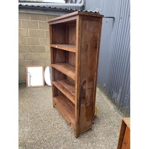 161 - A large fruitwood open fronted bookcase 100x40x180