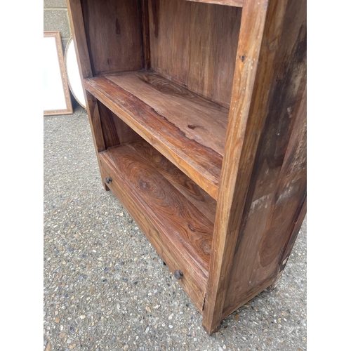 161 - A large fruitwood open fronted bookcase 100x40x180