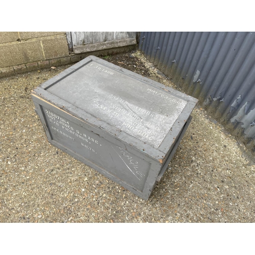 190 - A large grey painted sergeant trunk