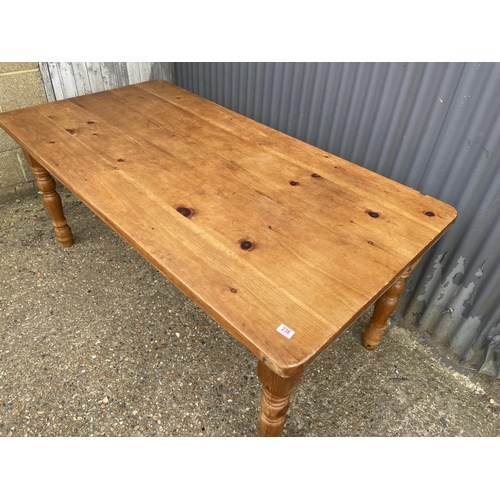 236 - A large farmhouse style pine dining table 184x92