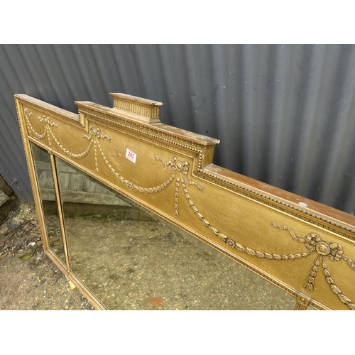 243 - A large gold gilt overmantle mirror 145x70