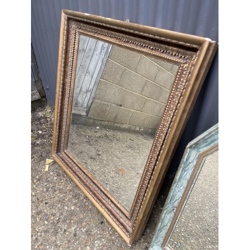 244 - An antique gold gilt mirror 76x85 together with a modern overmantle