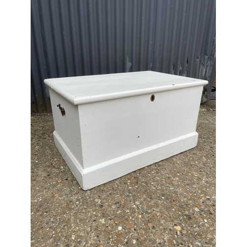 248 - A white painted pine blanket box chest 84x53 x46