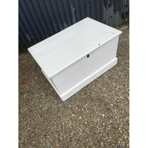 248 - A white painted pine blanket box chest 84x53 x46