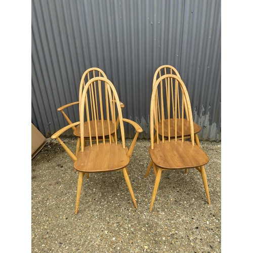 26 - A set of four ercol stick back dining chairs (inc 2 carvers)