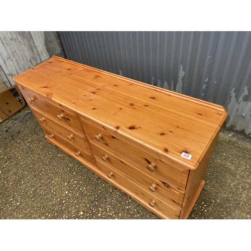 260 - A solid pine bank of six drawers 145x40x 74