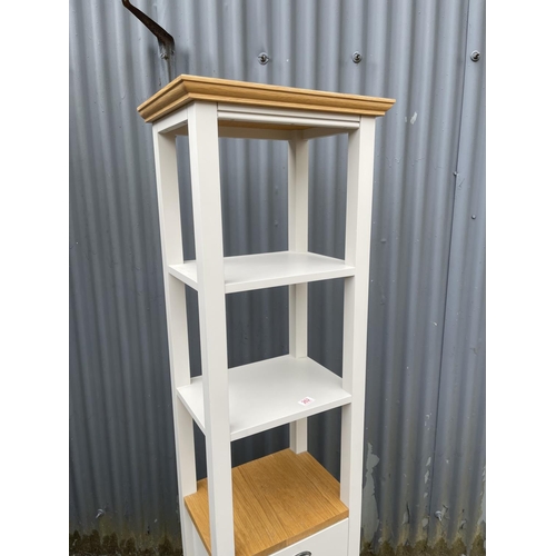 262 - Modern light oak and grey painted tall bookcase unit 45x33x172