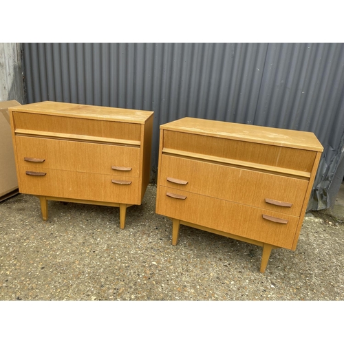 28 - A pair of mid century light oak chests of drawers 75x42x75