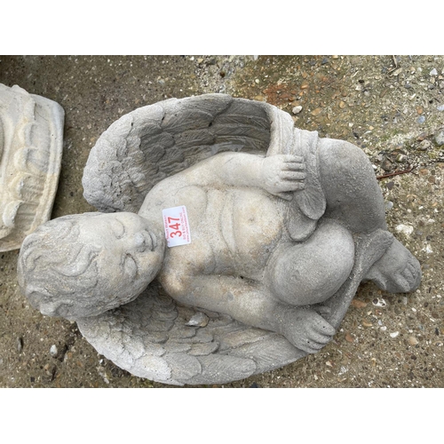 347 - A concrete sleeping baby Gabriel ornament