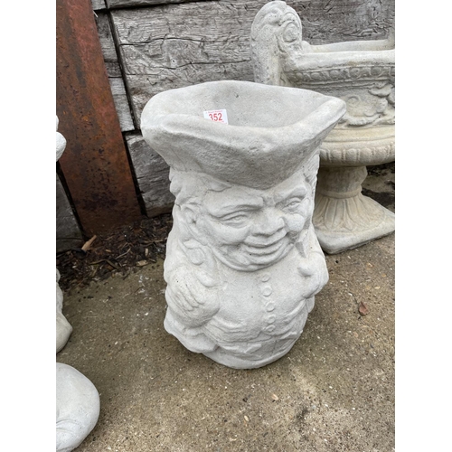 352 - A large concrete Toby jug planter/umbrella stand