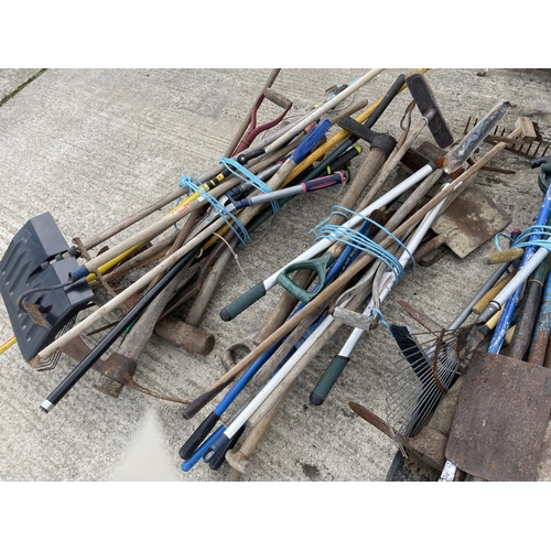 381a - Four bundles of assorted garden tools