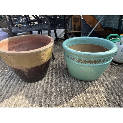 381e - Two large glazed garden planters