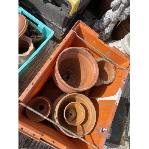 381h - Four large crates of assorted modern terracotta pots