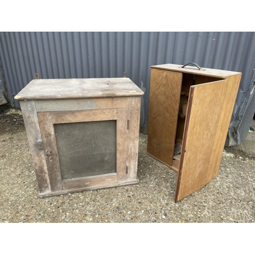 49 - A vintage wooden meat safe and a wooden tool cupboard