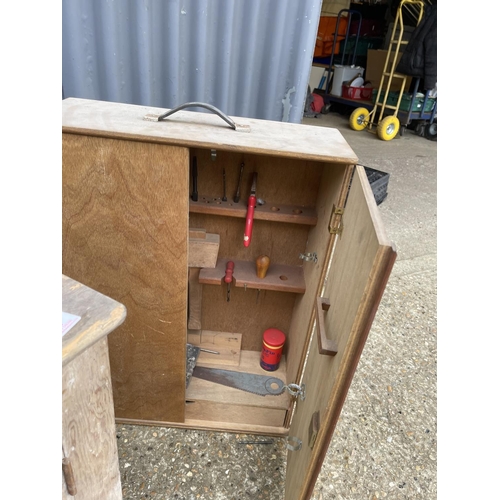 49 - A vintage wooden meat safe and a wooden tool cupboard