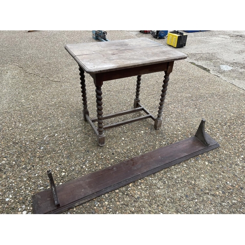 53 - Oak table and oak shelf