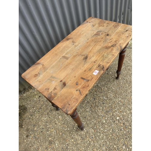 74 - A Victorian three drawer table with pine top  90x 50 x 75